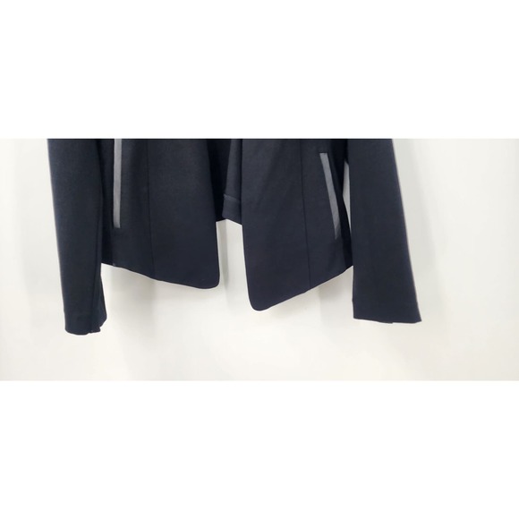 Eileen Fisher Angle Front Viscose Ponte Jacket Black Leather Jacket Medium - Picture 6 of 12